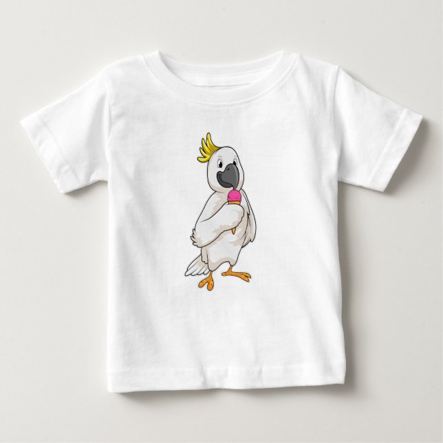 Parrot with Waffle ice cream Baby T-Shirt (Front)