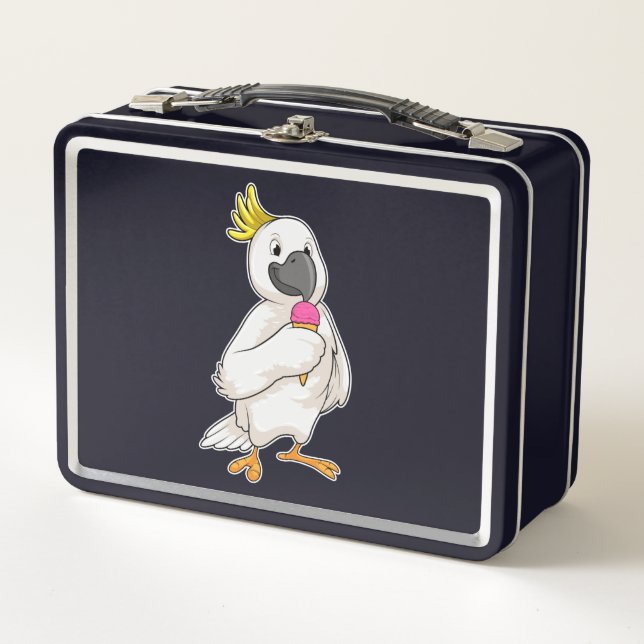 Parrot with Waffle ice cream Metal Lunch Box (Front)