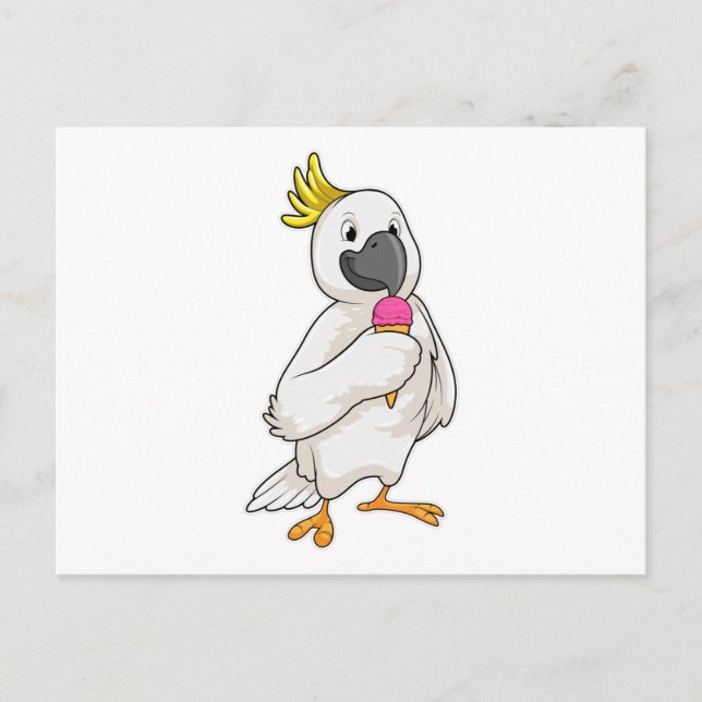 Parrot with Waffle ice cream Postcard (Front)