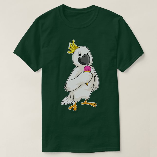 Parrot with Waffle ice cream T-Shirt (Design Front)