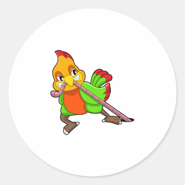 Parrot with Worm Classic Round Sticker (Front)