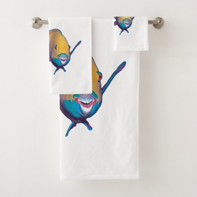 Parrotfish - Abstract Design - Cut out of photo |  Bath Towel Set (Insitu)