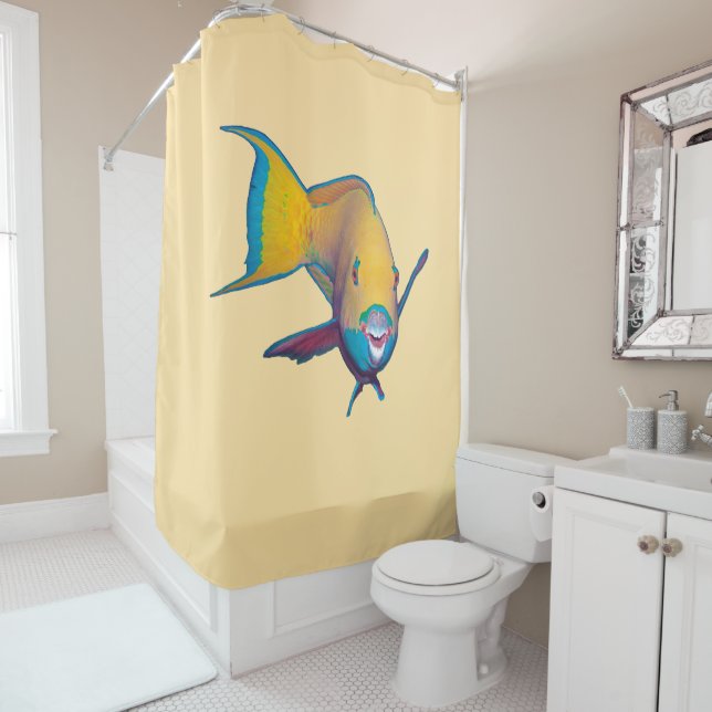 Parrotfish - Abstract Design - Cut out of photo |  Shower Curtain (In Situ)