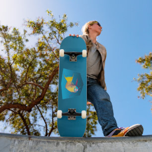 Parrotfish - Design gradient blue background    Skateboard