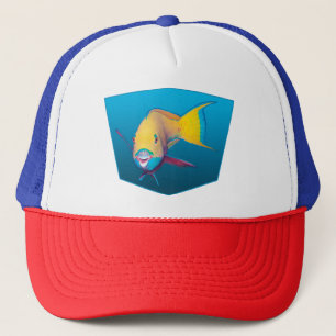 Parrotfish - Design gradient blue background    Trucker Hat