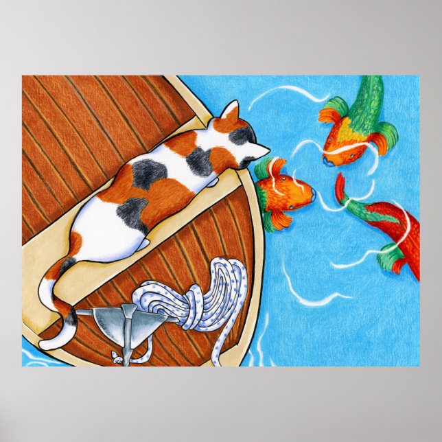 Parrotfish : Ink Coloured Pencil Drawing by Andie Poster (Front)