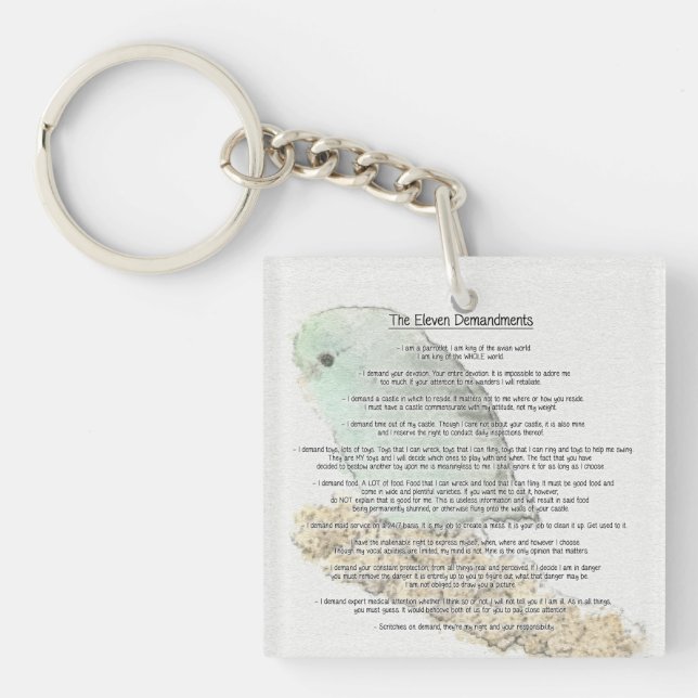 Parrotlets' Eleven Demandments Key Ring (Front)