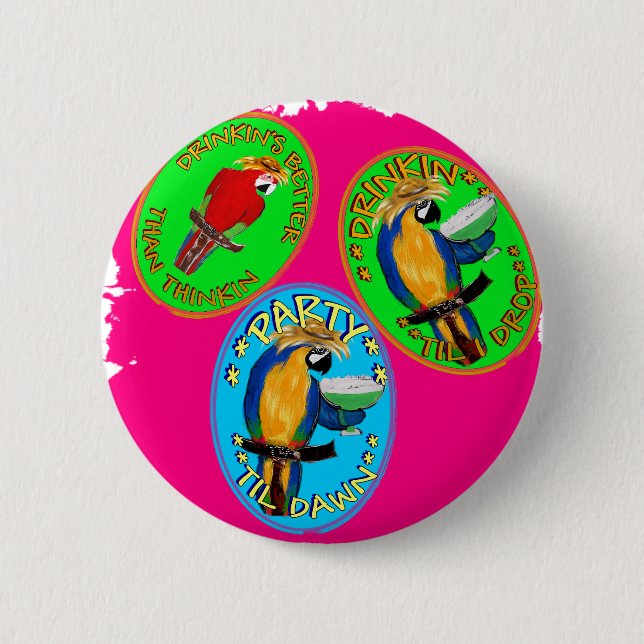 PARROTS 6 CM ROUND BADGE (Front)