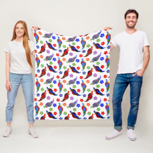 Parrots and Flowers Fleece Blanket