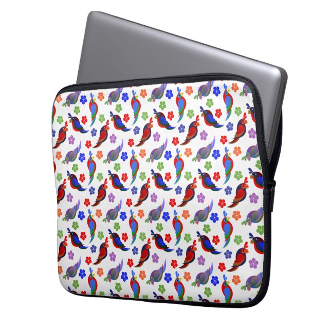 Parrots and Flowers Laptop Sleeve (Front Left)