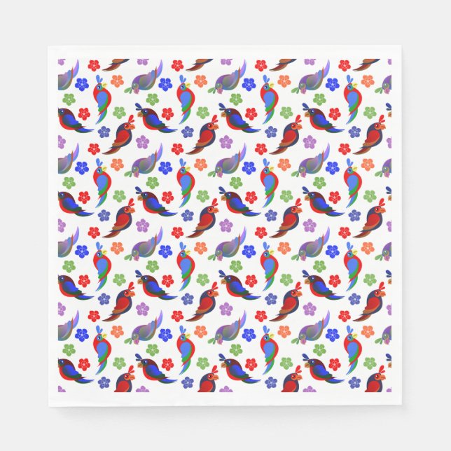 Parrots and Flowers Napkin (Front)