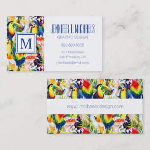 Parrots And Palm Leaves Business Card