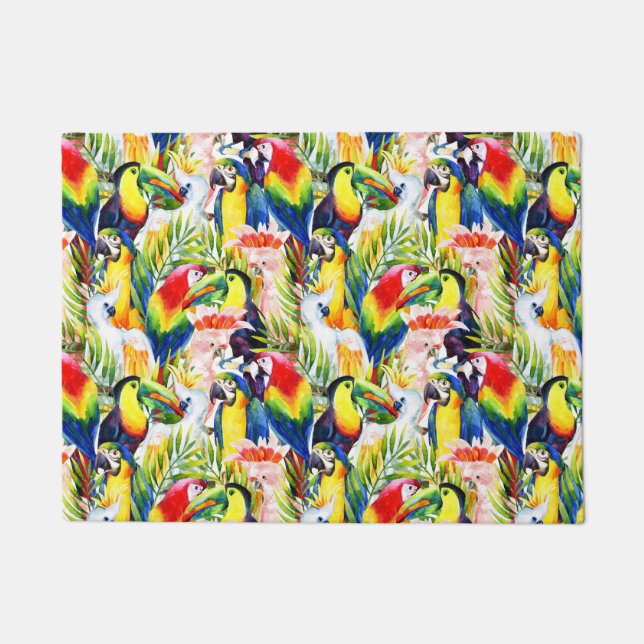 Parrots And Palm Leaves Doormat (Front)
