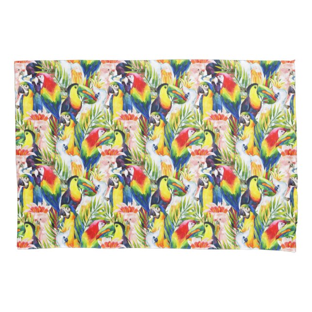 Parrots And Palm Leaves Pillowcase (Front-Left)