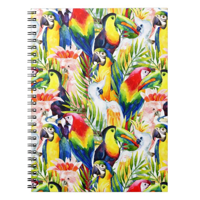 Parrots And Palm Leaves Spiral Notebook (Front)