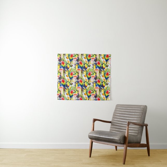 Parrots And Palm Leaves Tapestry (In Situ (Horizontal))