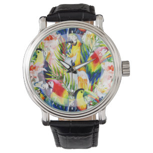 Parrots And Palm Leaves Watch