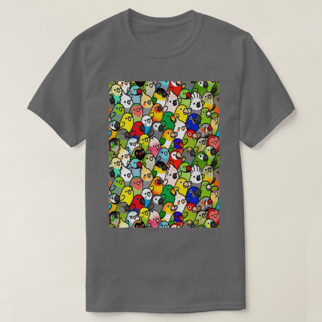 Parrots and Parakeets colour PT SKY T-Shirt (Design Front)