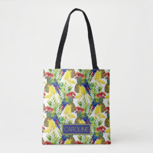 Parrots And Tropical Fruit   Add Your Name Tote Bag