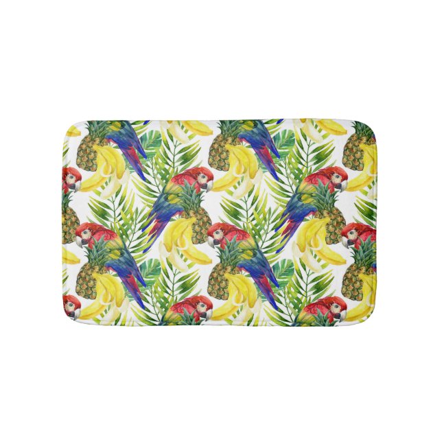 Parrots And Tropical Fruit Bath Mat (Front)