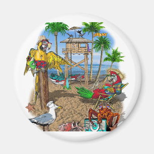 Parrots Beach Party Magnet