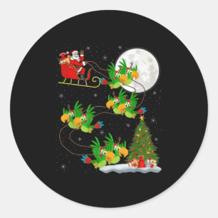 Parrots Bird Santa Sleigh Flying Funny Magical Chr Classic Round Sticker