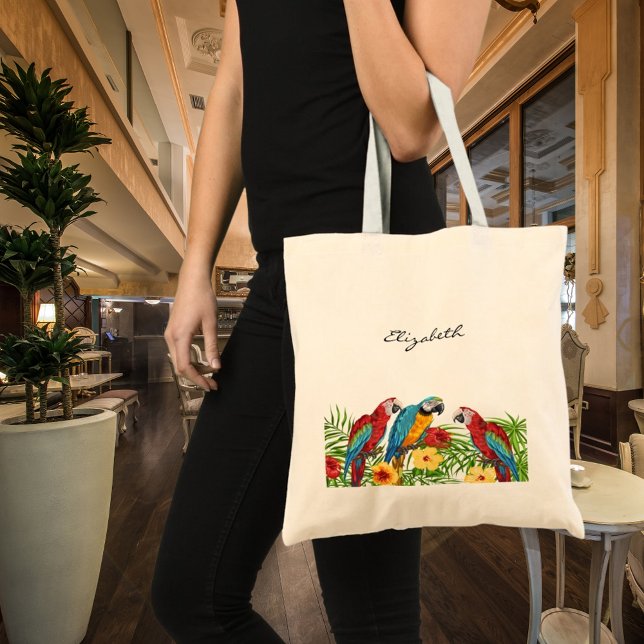 Parrots birds name script tote bag (Creator Uploaded)
