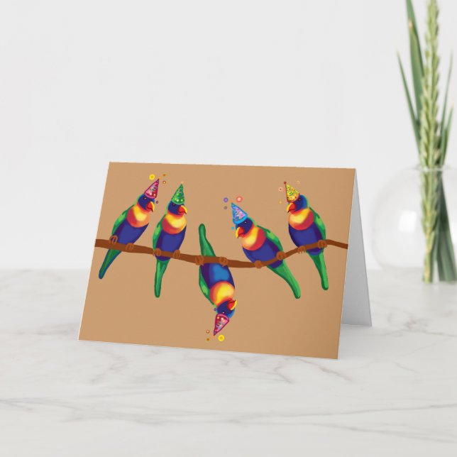 Parrots Christmas party Holiday Card (Front)