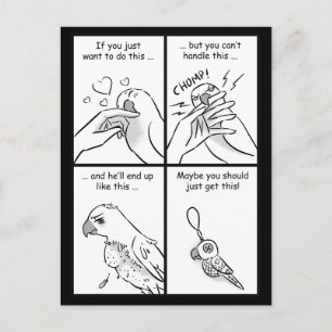 Parrots do bite postcard