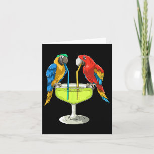 Parrots Drinking Margarita Hawaiian Vacation Beach Card