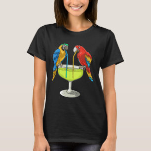 Parrots Drinking Margarita Hawaiian Vacation Beach T-Shirt