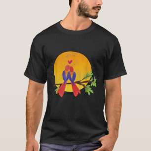 Parrots In Love T-Shirt Sunset Retro Vintage Gift