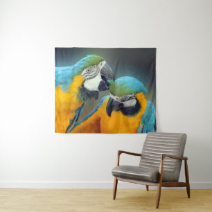 Parrots in love tapestry