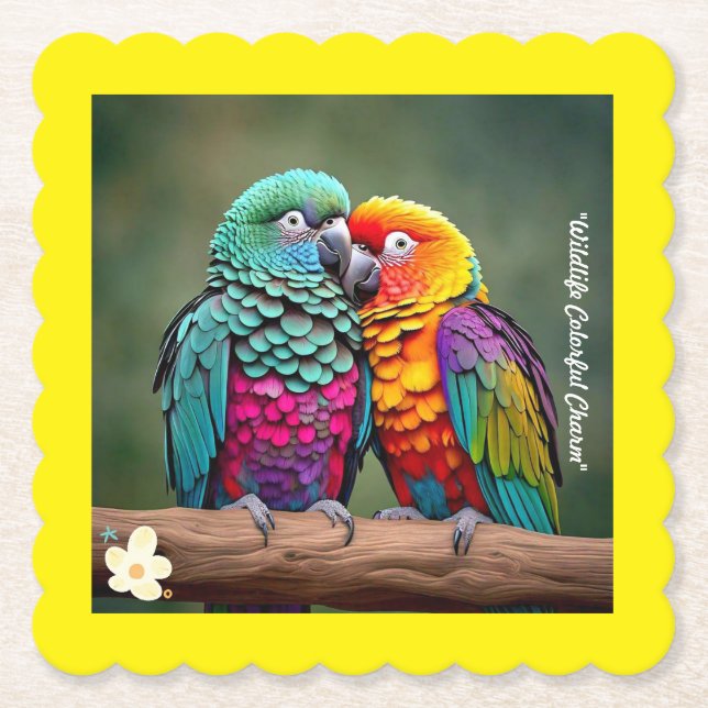 "Parrots in Paradise" Paper Coaster (Front)