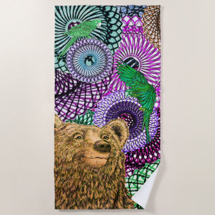 Parrots Love Bears Beach Towel