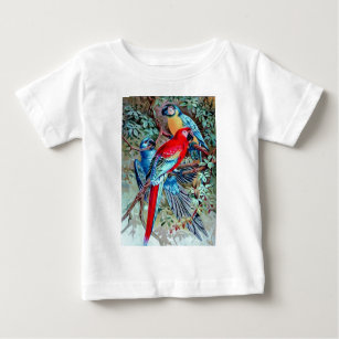 Parrots macaw wild birds colourful painting baby T-Shirt