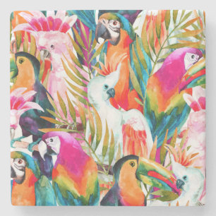 Parrots & Palm Leaves 2 Stone Coaster