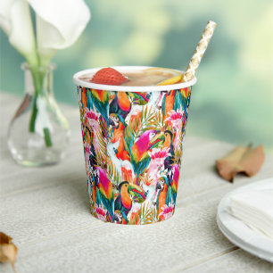 Parrots & Palm Leaves Paper Cups
