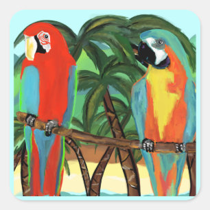 PARROTS SQUARE STICKER