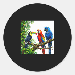 Parrots tropical birds hawaii beach party summer classic round sticker