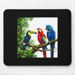 Parrots tropical birds hawaii beach party summer mouse pad