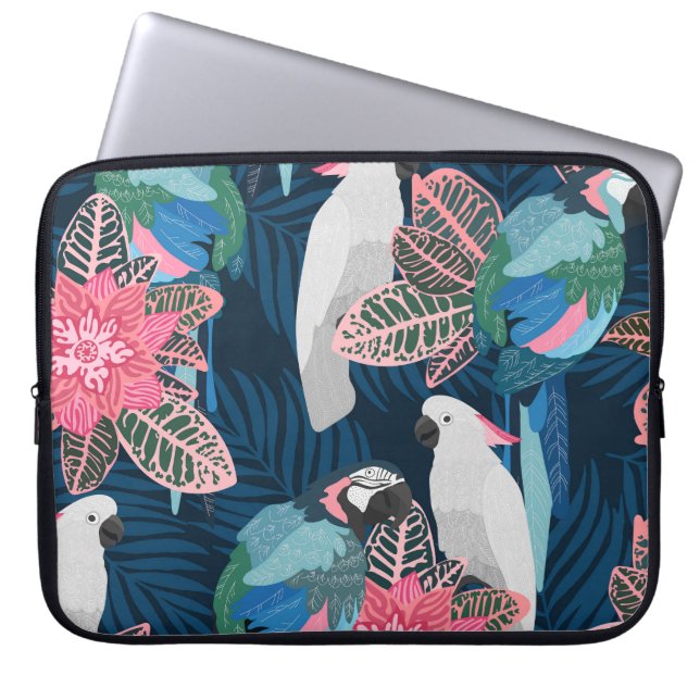 Parrots Tropical: Vintage Seamless Pattern Laptop Sleeve (Front)