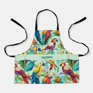 Parrots Watercolor Custom Pattern Apron