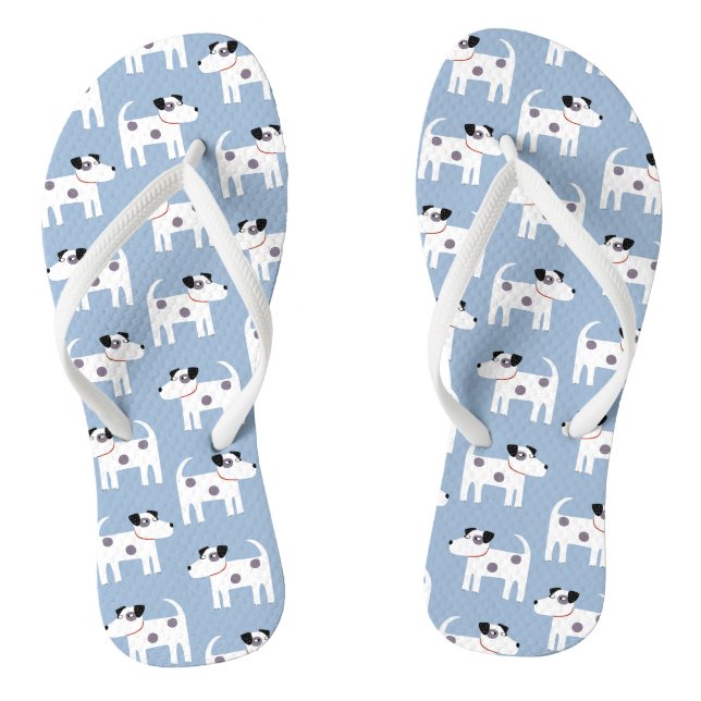 Parson Jack Russell Terrier Dog Blue Jandals (Footbed)