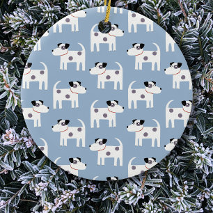 Parson Jack Russell Terrier Dog Pattern Blue Ceramic Tree Decoration