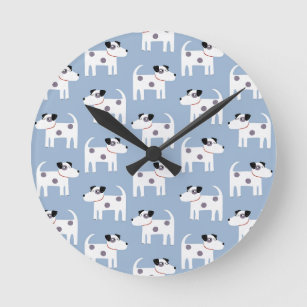Parson Jack Russell Terrier Dog Pattern Blue Round Clock