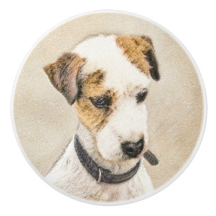 Parson Jack Russell Terrier Painting 2 Dog Art Ceramic Knob