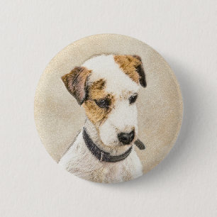 Parson Jack Russell Terrier Painting - Dog Art 6 Cm Round Badge