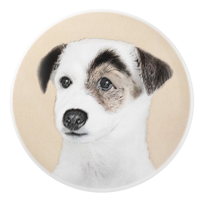 Parson Jack Russell Terrier Painting - Dog Art Ceramic Knob (Front)