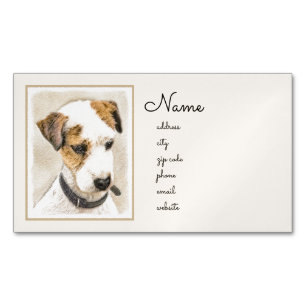 Parson Jack Russell Terrier Painting - Dog Art Magnetic Business Card